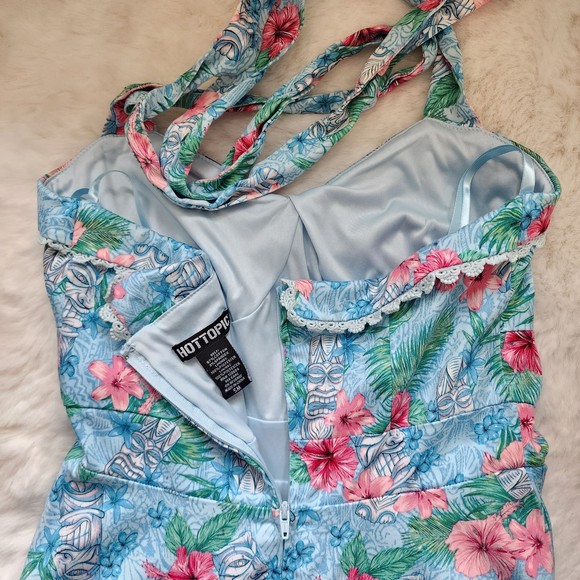 Hot Topic Blue Floral Tiki Swing Dress Size Small - Picture 9 of 10